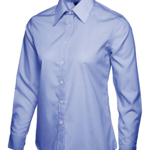 Ladies Poplin Full Sleeve Shirt - Mid Blue, XS