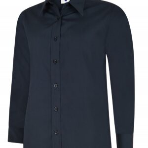 Ladies Poplin Full Sleeve Shirt - Navy, XS