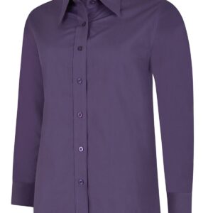 Ladies Poplin Full Sleeve Shirt - Purple, XS