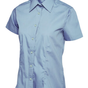 Ladies Poplin Half Sleeve Shirt - Light Blue, XS