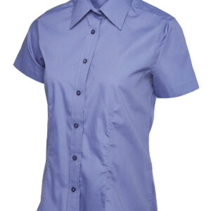 Ladies Poplin Half Sleeve Shirt - Mid Blue, XS