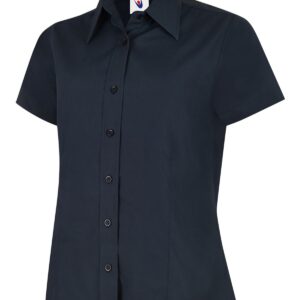 Ladies Poplin Half Sleeve Shirt - Navy, XS