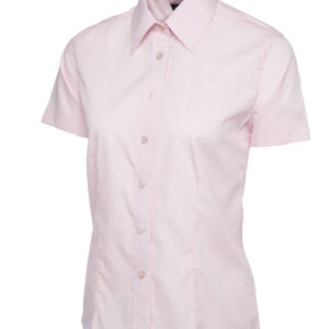 Ladies Poplin Half Sleeve Shirt - Pink, XS