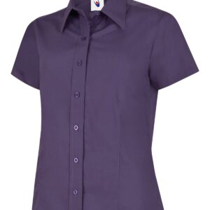 Ladies Poplin Half Sleeve Shirt - Purple, XS