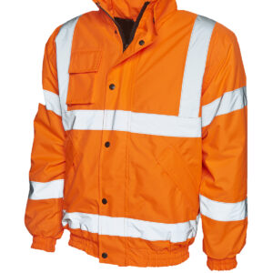 Hi Vis Bomber Jacket - Orange, S