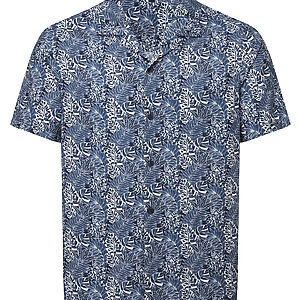 Men's shirt - White/Navy Leaf, S