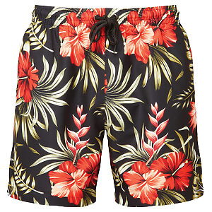 Men's swim shorts - Black/Red, S