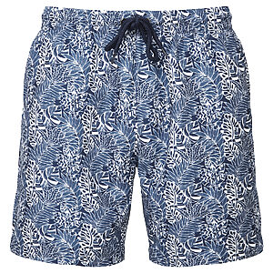 Men's swim shorts - White/Navy Leaf, S