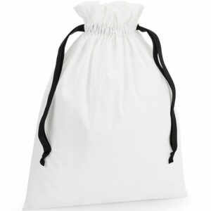Cotton gift bag with ribbon drawstring - Soft White/Black, S