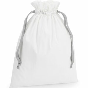 Cotton gift bag with ribbon drawstring - Soft White/Light Grey, S