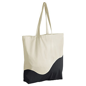 Organic cotton wave print maxi tote - Natural/Black, One size