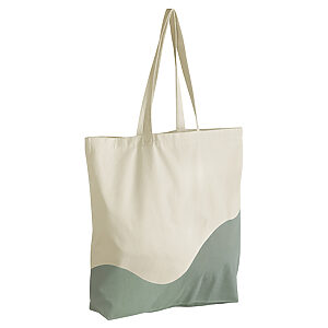 Organic cotton wave print maxi tote - Natural/Dusty Green, One size