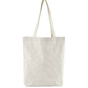 Striped organic cotton tote - Grey/Stripe, One size