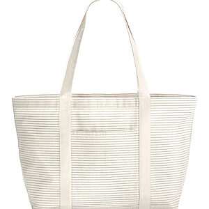 Striped organic cotton shopper - Grey/Stripe, One size