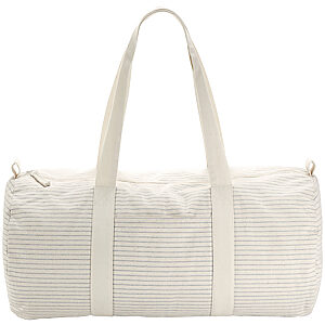 Striped organic cotton barrel bag - Grey/Stripe, One size
