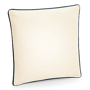 Fairtrade cotton piped cushion cover - Natural/French Navy, One size