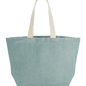 Soft washed jute beach bag - Duck Egg Blue, One size