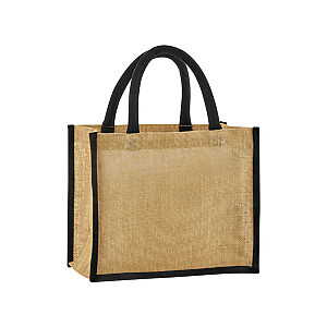 Natural starched jute midi tote - Natural/Black, One size