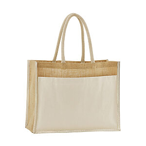 Cotton pocket natural starched jute shopper - Natural, One size