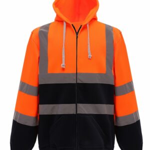 Yk012 Orange Navy Ft Hi-vis zip hoodie (HVK07) – Orange/ Navy Orange, 2XL