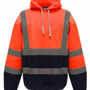Yk032 Orange Navy Ft Hi-vis pull-over hoodie (HVK05) – Orange/ Navy Orange, 2XL