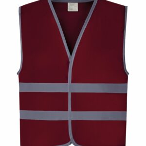 Hi-vis reflective border kids waistcoat (HVW102CH) - Maroon, S