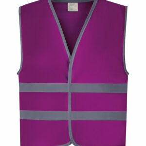 Hi-vis reflective border kids waistcoat (HVW102CH) - Raspberry, S