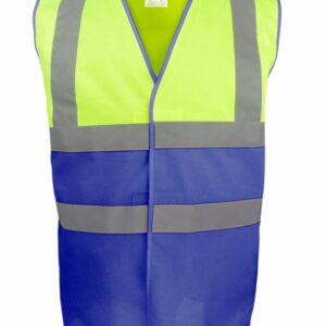 Hi-vis two-tone waistcoat (HVW122) - Hi-vis Yellow/Royal Blue, S