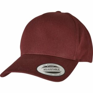 5-panel curved classic snapback (7707) - Burgundy, One size
