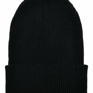 Recycled yarn ribbed knit beanie (1504RY) - Black, One size