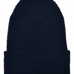 Recycled yarn ribbed knit beanie (1504RY) - Navy, One size