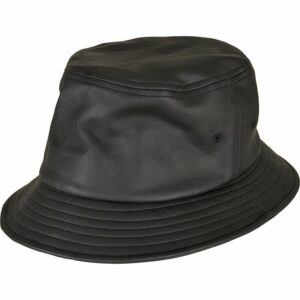 Imitation leather bucket hat (5003IL) - Black, One size