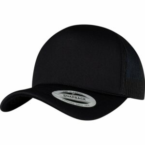 Foam trucker cap curved visor (6005FC) - Black/Black Black, One size