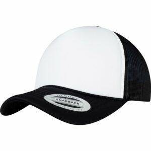 Foam trucker cap curved visor (6005FC) - Black/White Black, One size