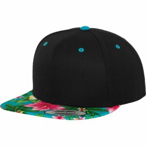 Hawaiian snapback (6089HW) - Black/Aqua, One size